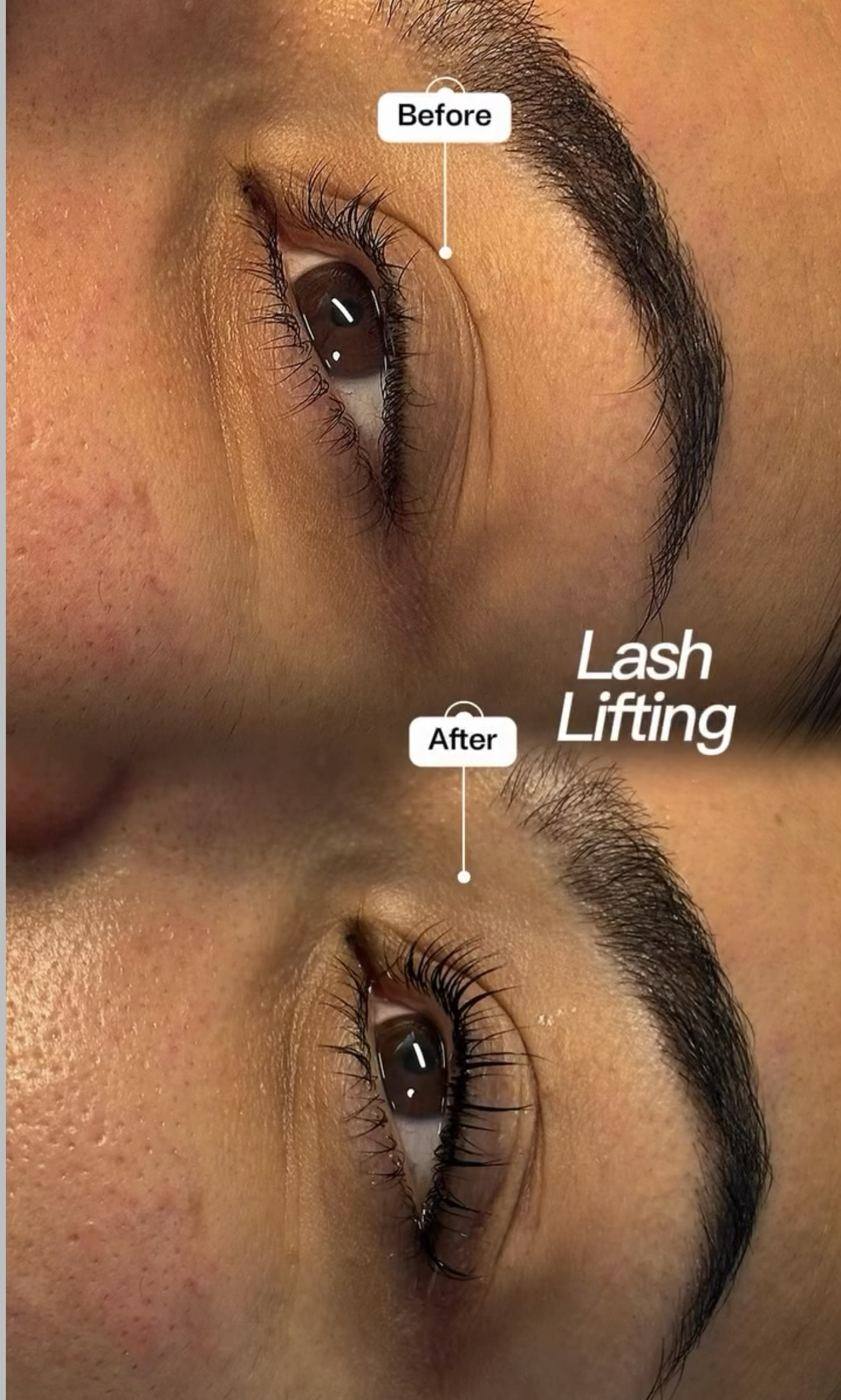 Rehaussement de cils, avant et après